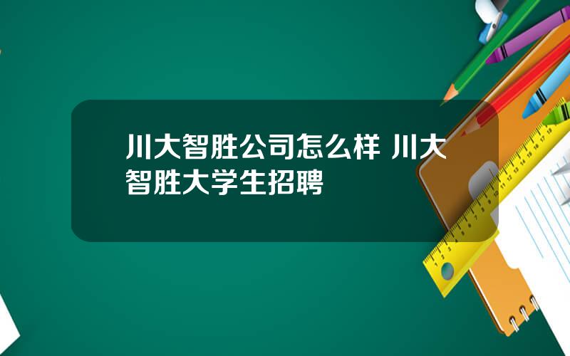 川大智胜公司怎么样 川大智胜大学生招聘